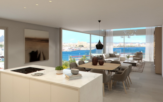 High-end luxury apartment with wellness & lounge areas, indoor & outdoor pool and breathtaking sea views at the harbour in Palma