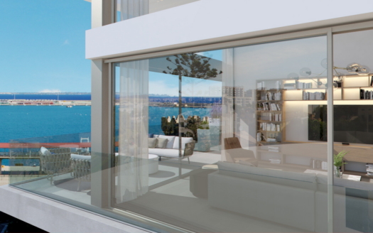 High-end luxury apartment with wellness & lounge areas, indoor & outdoor pool and breathtaking sea views at the harbour in Palma
