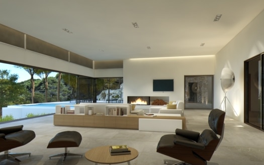 Sea view villa as new construction project in Sol de Mallorca with pool and garden in quiet location