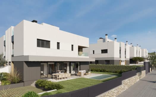 Wunderschöne Neubau-Doppelhaushälfte mit Pool und Garten in kleiner Gemeinschaftsanlage in Puig de Ros