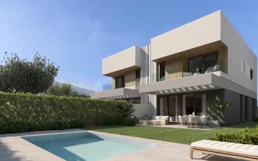 Beautiful new construction semi-detached house with pool and garden in small community in Puig de Ros