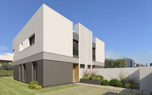 Wunderschöne Neubau-Doppelhaushalte mit Pool und Garten in kleiner Gemeinschaftsanlage in Puig de Ros
