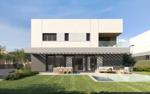 Wunderschöne Neubau-Doppelhaushalte mit Pool und Garten in kleiner Gemeinschaftsanlage in Puig de Ros