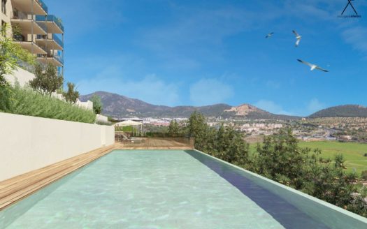 Neubauwohnung mit Garten, Gemeinschaftspool und mit wunderschönem Weitblick über Santa Ponsa