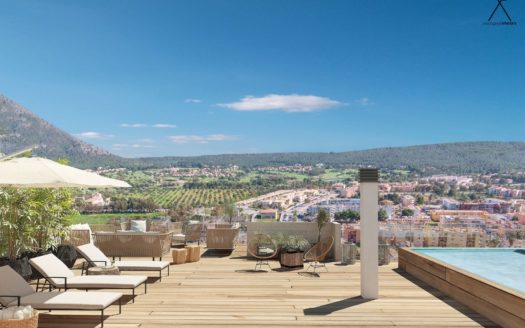 Modern new construction apartment with beautiful far view and community pool in Santa Ponsa
