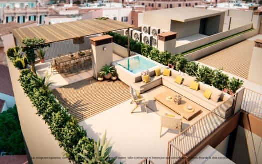 Modern new construction penthouse with many extras, pool and sea view in Santa Catalina quarter of Palma