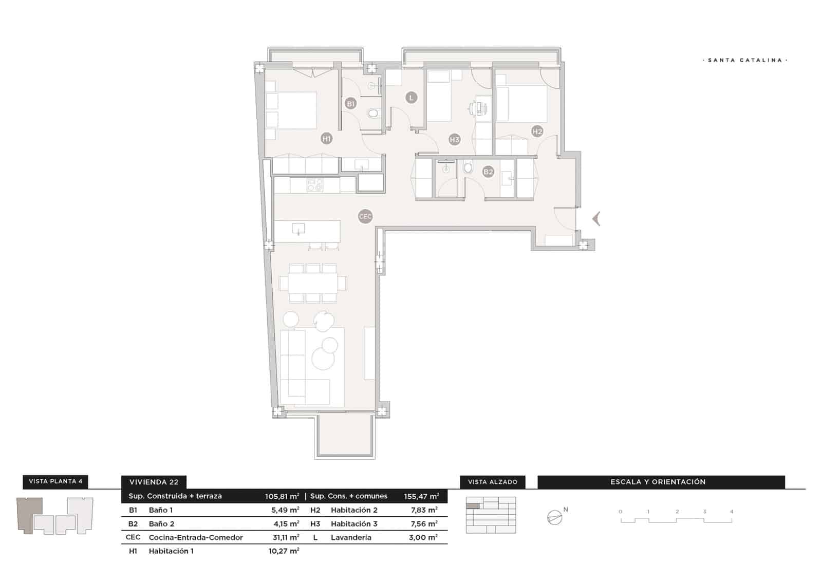 Modern new apartment with many extras and pool in the Santa Catalina district of Palma