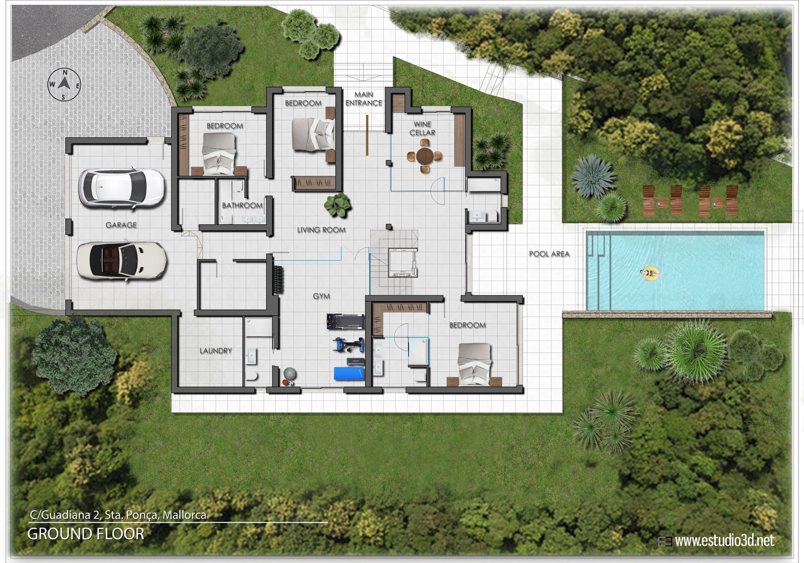 Modern villa in Santa Ponsa with pool and sea views in a quiet cul-de-sac location