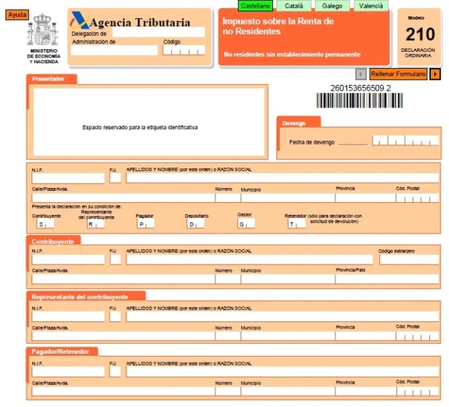 Modelo 210 - Steuererklärung für Nichtresidenten